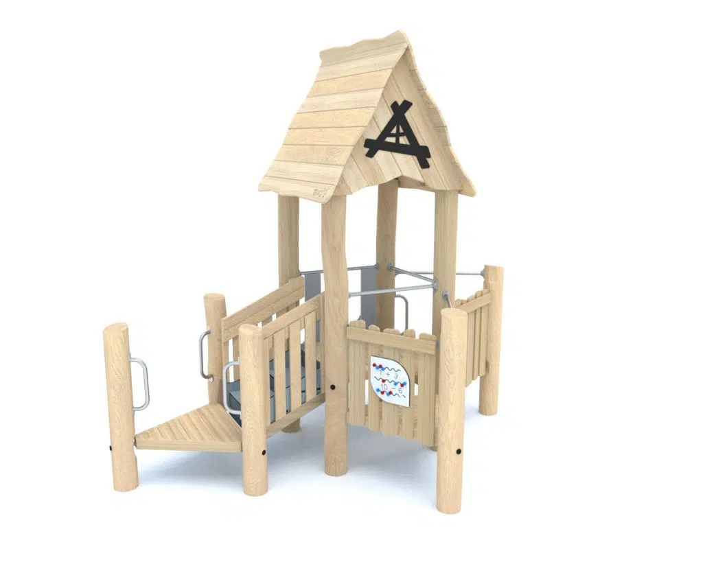 domek ze ślizgawką robinia na plac zabaw